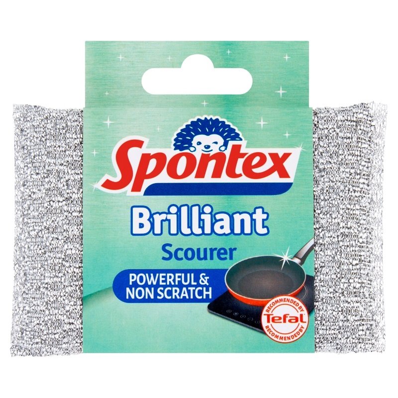 Spontex Brilliant Scourer es poderoso, sin rasguños y fácil de enjuagar